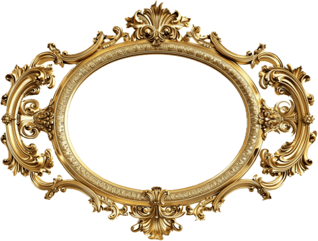 Ornate Gold Round Picture Frame. png