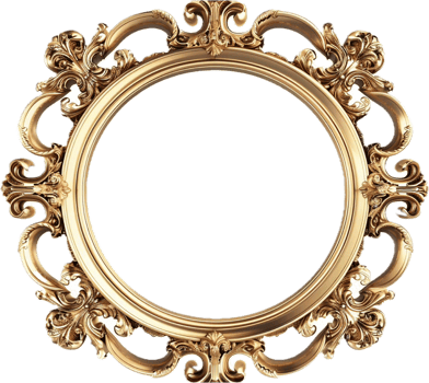 Ornate Gold Round Picture Frame. png