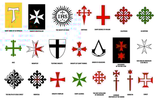 Orders of chivalry, heraldry of medieval knights vector