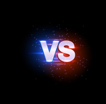 Versus vs sparkling sign, sport confrontation vector