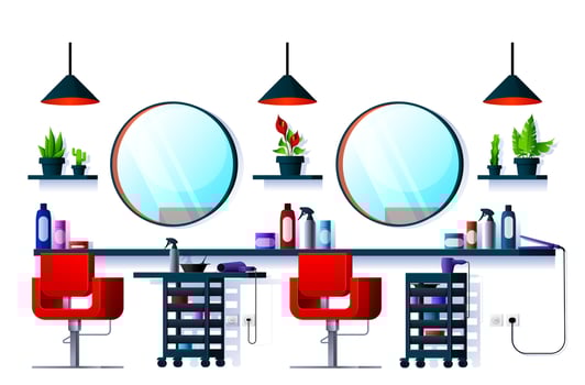 Hair or beauty salon, barber shop or spa interior vector
