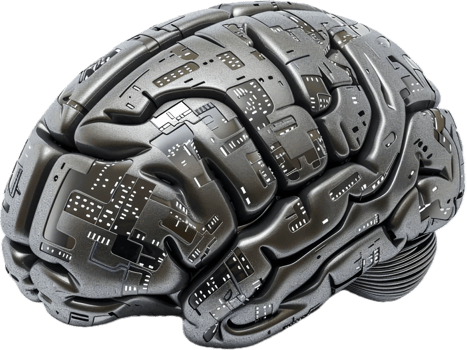 Futuristic Metallic Brain Model. png