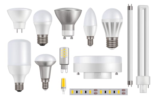 LED light bulbs isolated on white background vector