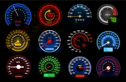 Speedometers, speed indicators, dashboard vector