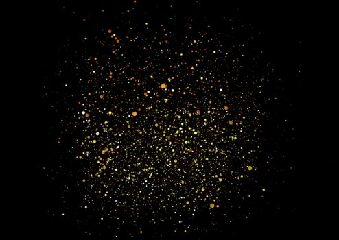 Golden shiny sparkling particles on black background vector