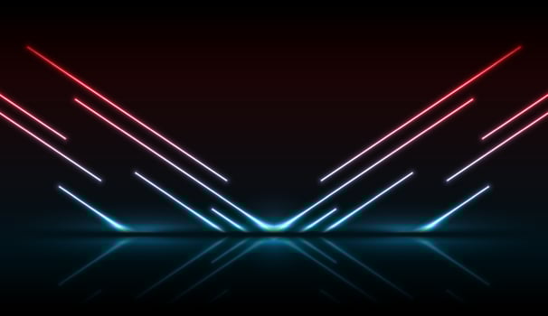 Blue red neon laser arrows technology background vector