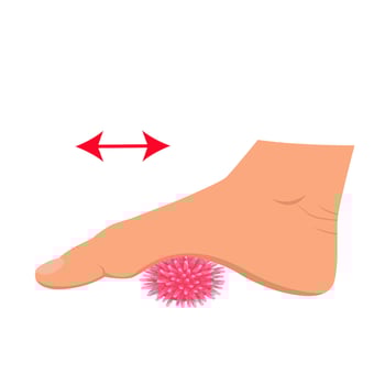 Myofascial release exercise for legs with a spike ball. Exercise for feet. Rehabilitation training. vector