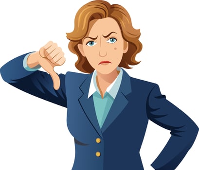 disappointed businesswoman giving thumbs down- vector