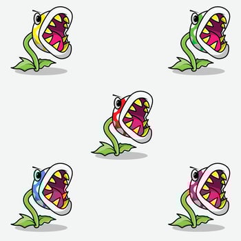 Angry Monster Flower Collection vector