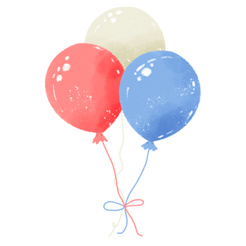 Balloon Independence Day hand drawn illustration colored pencil style 4th of July clipart solated clip art elements for holiday decoration and celebration design. Red, blue, white color Patriotic png