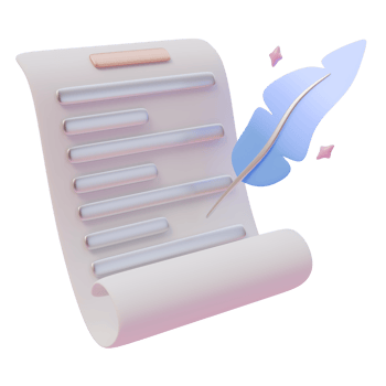 3d render illustration of magic contract deal signed with a blue magic feather. Magic element. 3d illustration design for web site mobile app or brand png