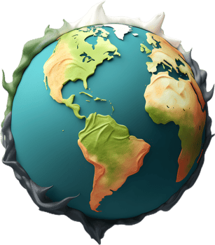 earth globe with continents on it, transparent background png