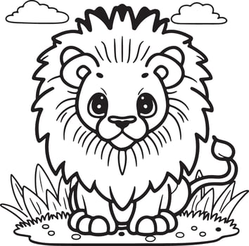 Lion coloring book page illustration colouring book vector