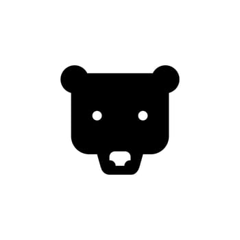 Bear head black glyph icon. isolated on white. vector