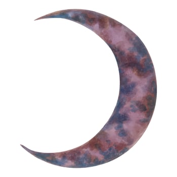 Crescent moon celestial element.Astrological lunar phase cycle drawing.Watercolor and markers illustration.Half Moon for badge or logo,children's room decoration.Hand drawn isolated art. vector