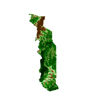 Togo Topographic Map 3d realistic map Color 3d illustration png