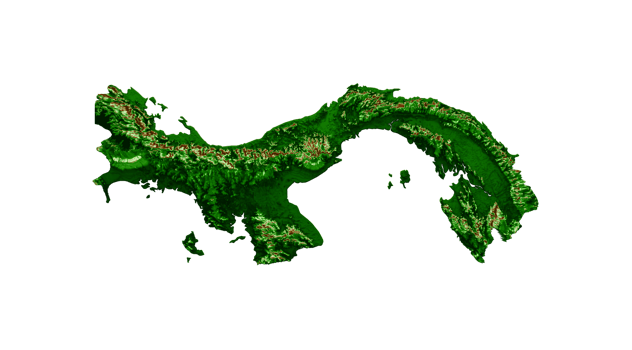 Panama Topographic Map 3d realistic map Color 3d illustration png