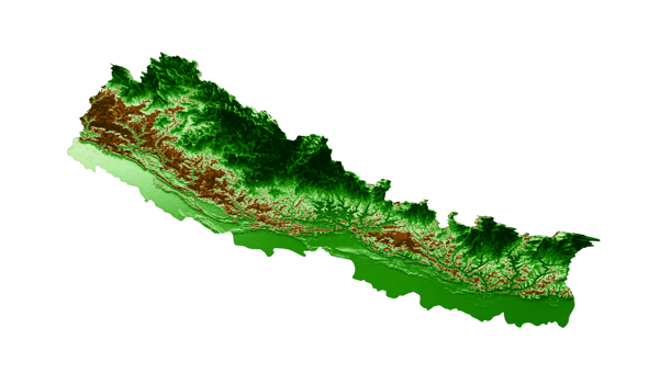 Nepal Topographic Map 3d realistic map Color 3d illustration png