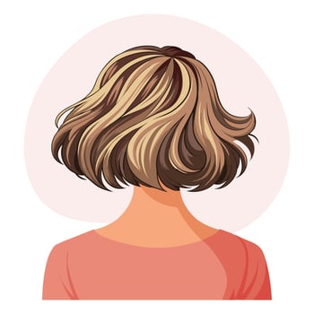 Young woman's hairstyle, back view. Women's haircut. Beauty and fashion. Illustration, poster, clipart vector