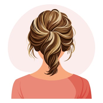 Young woman's hairstyle, back view. Women's haircut. Beauty and fashion. Illustration, poster, clipart vector