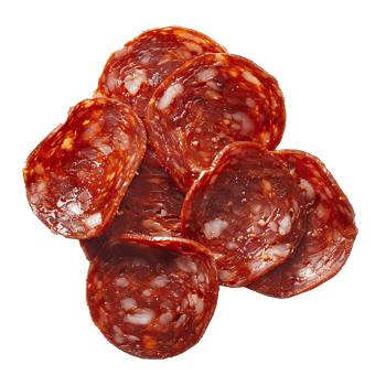 Thin slices of pepperoni sausage isolated on background png