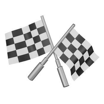 Checkered Glory Sporty of Racing Flag. 3d Render png