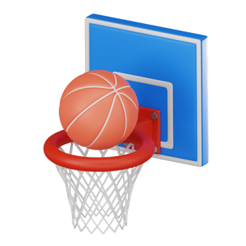 Basketball in Action of Ball on Hoop for Sports Enthusiasts. 3D Render png