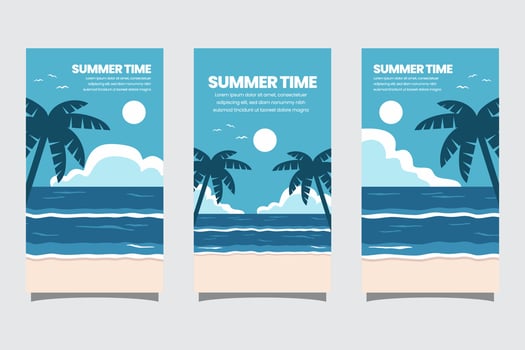 Summer time social media post banner template illustration in Minimalistic style vector