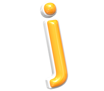 3D Render Of Font j With White And Yellow Color png