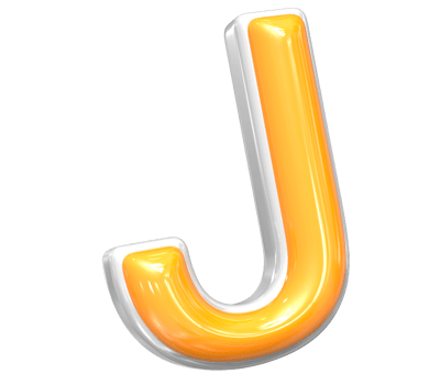 3D Rendering Of Font J With White And Yellow Color png
