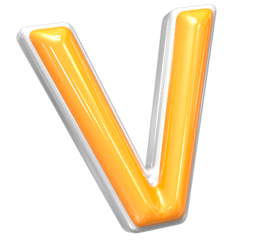 3D Rendering Of Font V With White And Yellow Color png