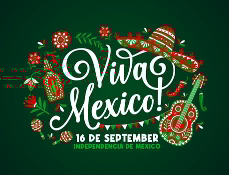Viva mexico mexican independence day banner vector