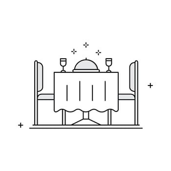 Restaurant Dining Table, Restaurant, Dinner, Dining Table, Cuisine, Food Service, Eating Out, Meal Time, Dining Experience Icon Design vector