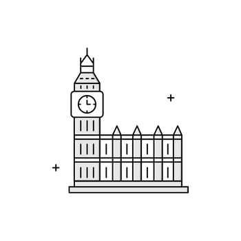Big Ben, London Landmark, Clock Tower, British Monument, Westminster Clock, Historic Landmark Illustration Icon Design vector