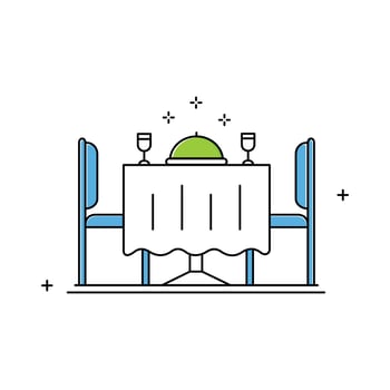 Restaurant Dining Table, Restaurant, Dinner, Dining Table, Cuisine, Food Service, Eating Out, Meal Time, Dining Experience Icon Design vector