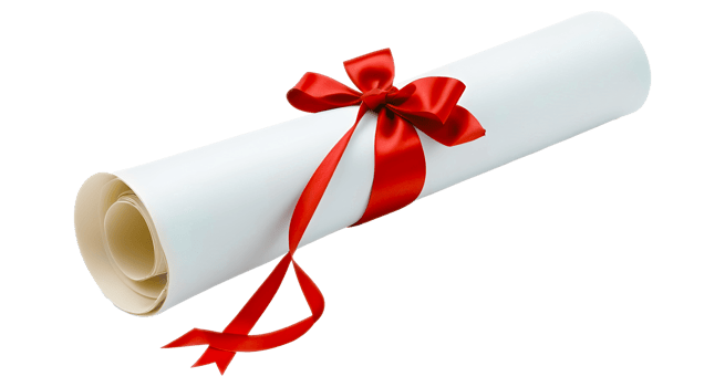 Diploma scroll with ribbon png