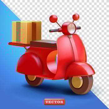 Goods parcel delivery scooter, 3d. Suitable for business and element design vector