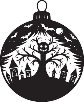 halloween ornament illustration black and white vector