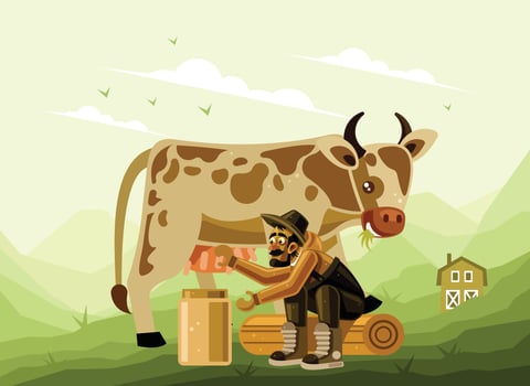 Farmer Milking a Dairy Cow vector