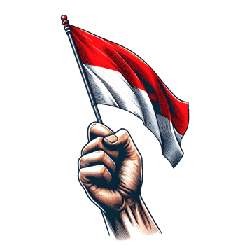 hand holding the Indonesian flag png