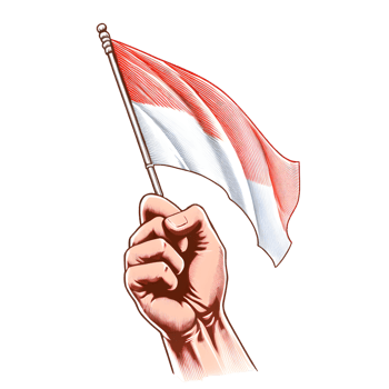 hand holding the Indonesian flag png