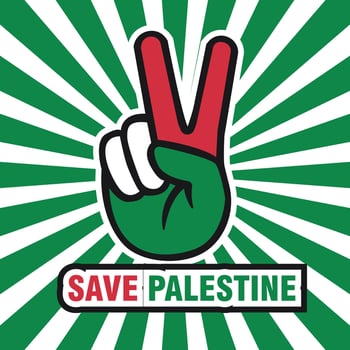 two finger peace palestine flag symbol vector