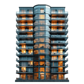 glass skyline building ,skyscraper isolated on transparent background , png