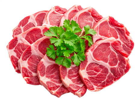 Slices of Fresh Raw Meat With Parsley png
