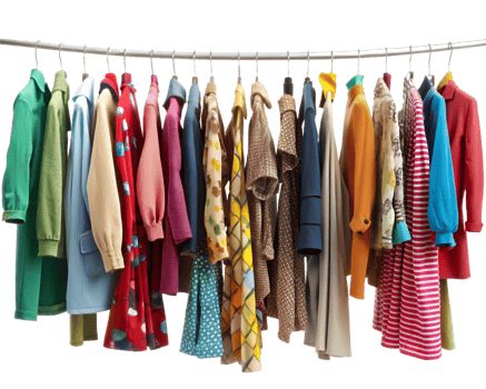 Vibrant Garments on a Clothesline png