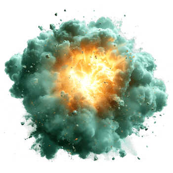 green bomb explosion effect isolated on transparent background ,green smoke splash , png