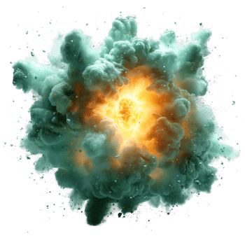 green bomb explosion effect isolated on transparent background ,green smoke splash , png