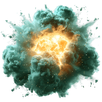 green bomb explosion effect isolated on transparent background ,green smoke splash , png
