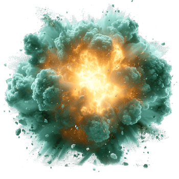 green bomb explosion effect isolated on transparent background ,green smoke splash , png