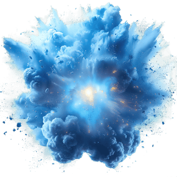 blue bomb explosion effect isolated on transparent background ,blue smoke splash , png